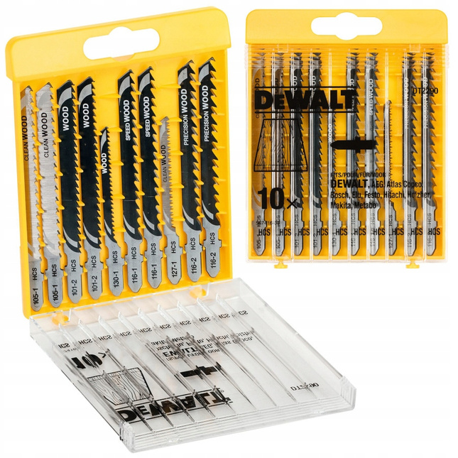 Zestaw 10 szt brzeszczotów ze stali DEWALT do wyrzynarki do drewna DT2290