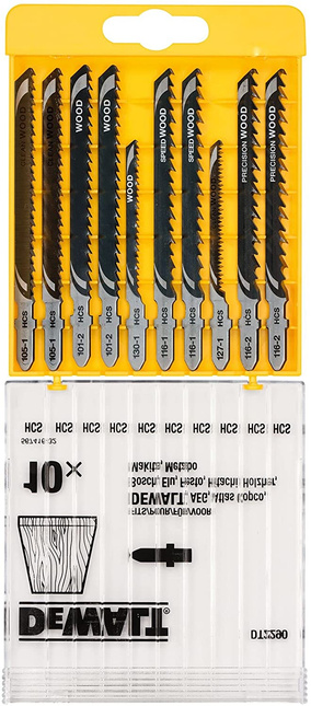 Zestaw 10 szt brzeszczotów ze stali DEWALT do wyrzynarki do drewna DT2290