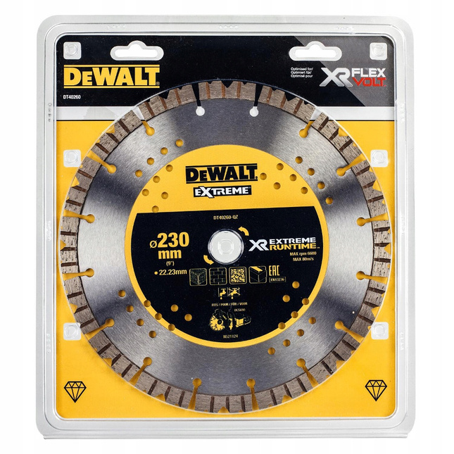 Tarcza diamentowa EXTREME tnąca DEWALT do betonu muru 230x22.23mm DT40260