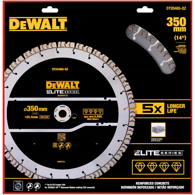 Tarcza diamentowa betonu 350x25,4mm DeWALT DT20465