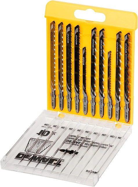 Zestaw 10 szt brzeszczotów ze stali DEWALT do wyrzynarki do drewna DT2290