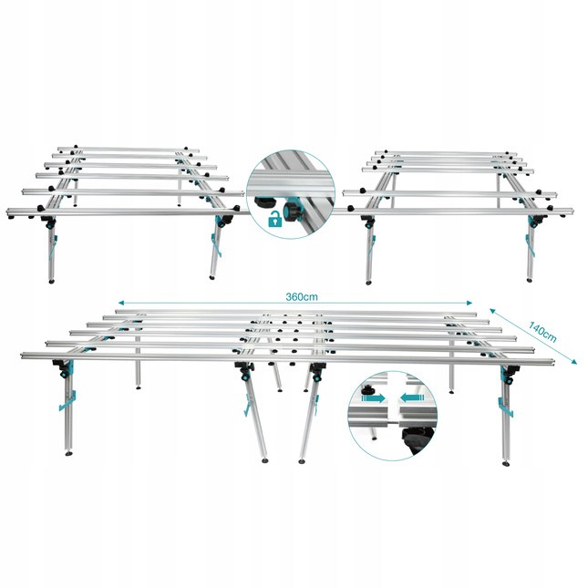 BIHUI STÓŁ ROBOCZY GLAZURNICZY SKŁADANY 1,8 x 1,4m