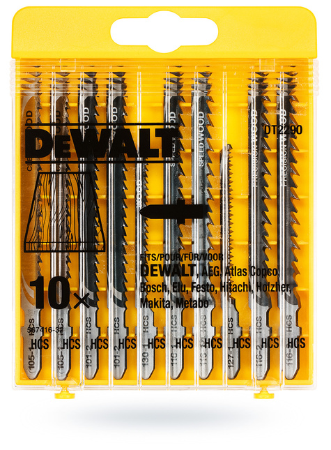 Zestaw 10 szt brzeszczotów ze stali DEWALT do wyrzynarki do drewna DT2290