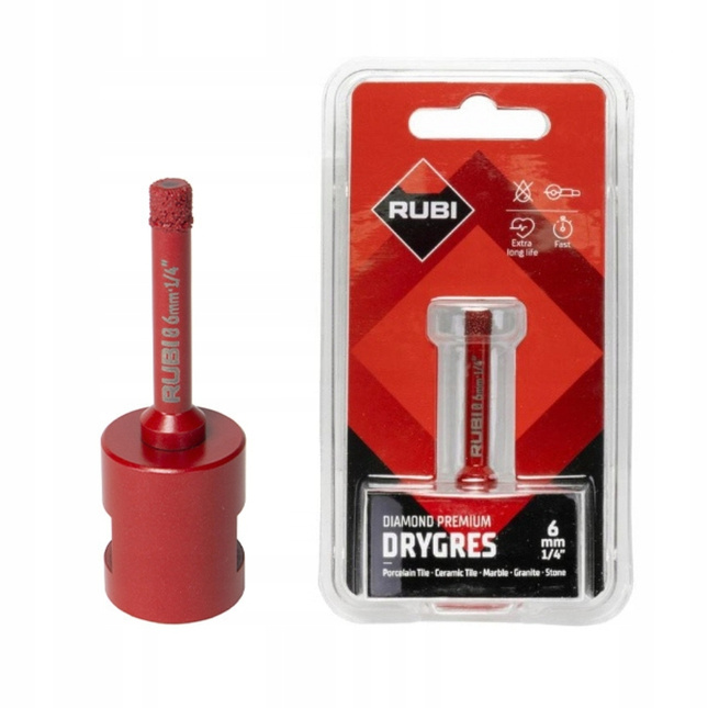 Wiertło Diamentowe koronka otwornica gres RUBI Drygres Premium 6mm 06900