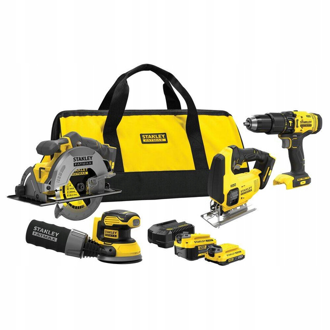 Zestaw czterech elektronarzędzi SFMCK412MDS STANLEY FATMAX V20 + LEGO Paryż