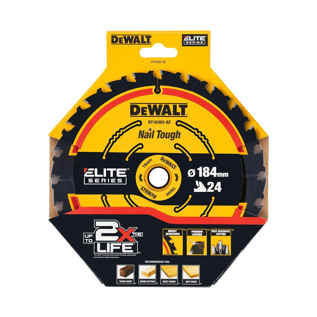 DEWALT DT10302-QZ piła tarczowa do drewna ELITE CSB 184x16mm 24T