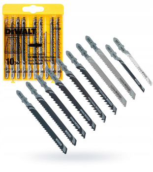 Zestaw 10 szt brzeszczotów ze stali DEWALT do wyrzynarki do drewna DT2290