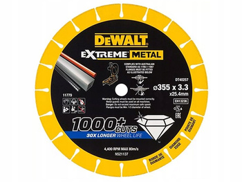 Tarcza diamentowa tnąca do metalu stali EXTREME DEWALT 355x25.4x3.3