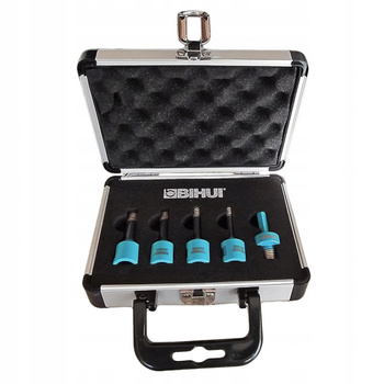 BIHUI WALIZKA ZESTAW OTWORNIC DIAMENTOWYCH 5szt (6-8-10-12mm, adapter)