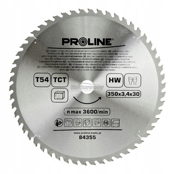 Piła tarczowa do drewna 350*54T*30mm PROLINE 84355